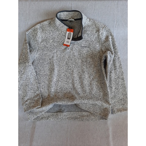 Eddie Bauer Men's 2XL Gray Batik Radiator Fleece Snap Pullover Trailing Sweater